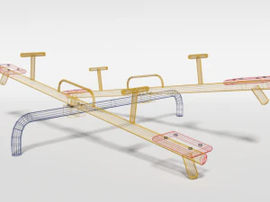 low poly cartoon playground seesaw 3D Model