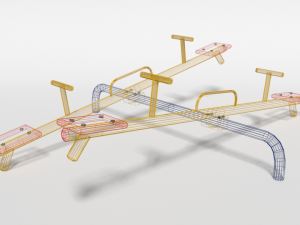 low poly cartoon playground seesaw 3D Model