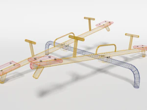 low poly cartoon playground seesaw 3D Model