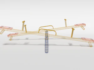 low poly cartoon playground seesaw 3D Model