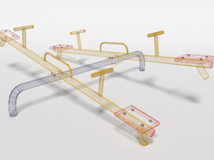 low poly cartoon playground seesaw 3D Model