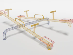 low poly cartoon playground seesaw 3D Model