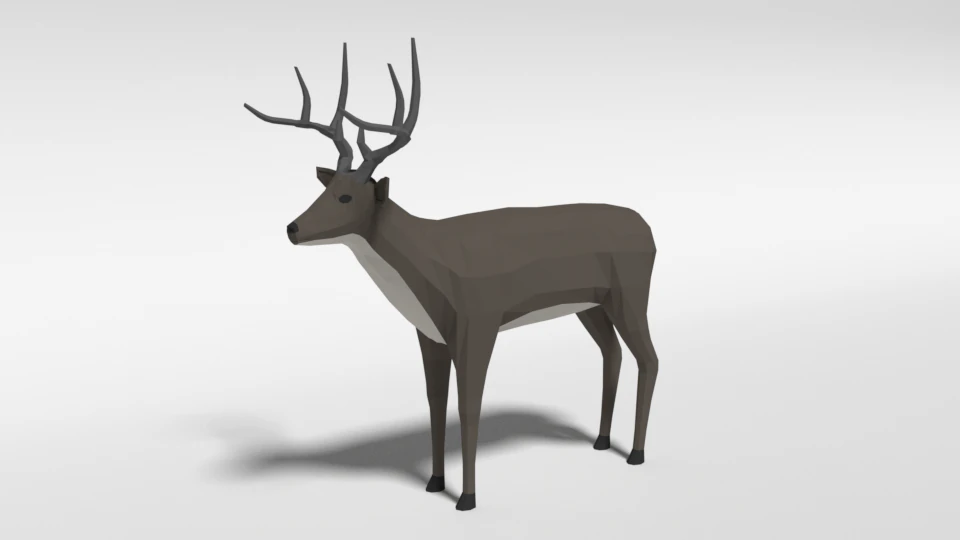 low poly cartoon white-tailed deer 3D Model .c4d .max .obj .3ds .fbx .stl .blend