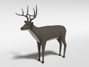 low poly cartoon white-tailed deer 3D Model