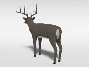 low poly cartoon white-tailed deer 3D Model