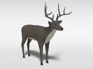 low poly cartoon white-tailed deer 3D Model
