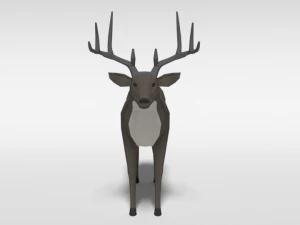 low poly cartoon white-tailed deer 3D Model