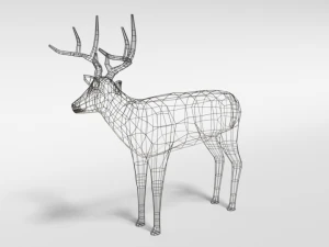low poly cartoon white-tailed deer 3D Model