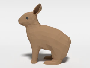 low poly cartoon rabbit 3D Model