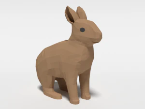 low poly cartoon rabbit 3D Model