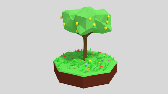 low poly lemon tree 3D Model .c4d .max .obj .3ds .fbx .stl .blend 
