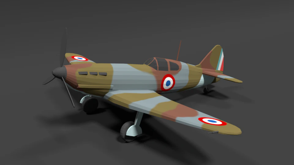 low poly cartoon dewoitine d520 wwii airplane 3D Model .c4d .max .obj .3ds .fbx .stl .blend 