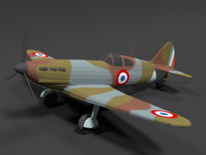 low poly cartoon dewoitine d520 wwii airplane 3D Model