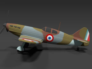 low poly cartoon dewoitine d520 wwii airplane 3D Model