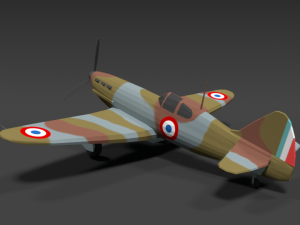 low poly cartoon dewoitine d520 wwii airplane Model 3D