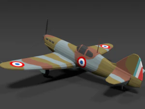 low poly cartoon dewoitine d520 wwii airplane 3D Model
