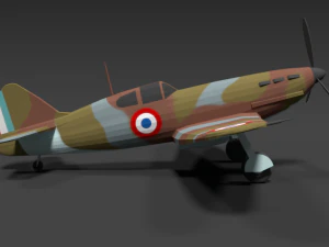 low poly cartoon dewoitine d520 wwii airplane 3D Model