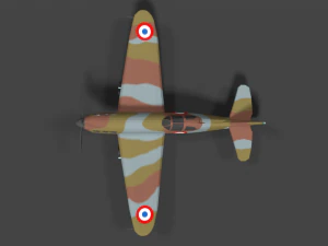 low poly cartoon dewoitine d520 wwii airplane 3D Model