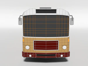 low poly cartoon retro bus 3D Model