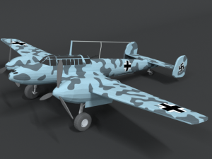 low poly cartoon messerschmitt bf110 wwii airplane 3D Model