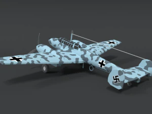 low poly cartoon messerschmitt bf110 wwii airplane 3D Model