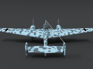 low poly cartoon messerschmitt bf110 wwii airplane 3D Модель