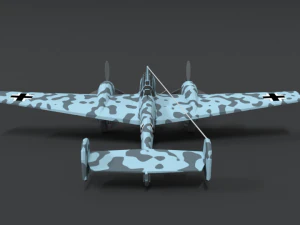 low poly cartoon messerschmitt bf110 wwii airplane 3D Model