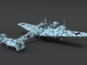 low poly cartoon messerschmitt bf110 wwii airplane 3D Model