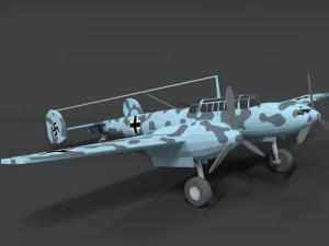 low poly cartoon messerschmitt bf110 wwii airplane 3D Model