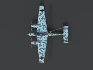 low poly cartoon messerschmitt bf110 wwii airplane 3D Model