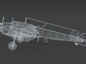 low poly cartoon messerschmitt bf110 wwii airplane 3D Модель