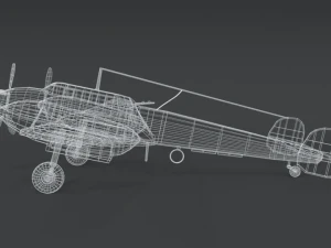 low poly cartoon messerschmitt bf110 wwii airplane 3D Model