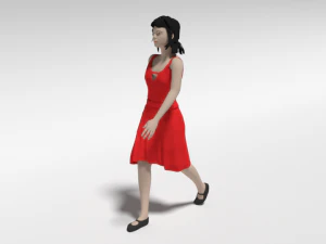 cartoon walking woman 3D Model