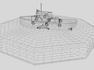 low poly cartoon fishing boat and dolphins Modelo 3D