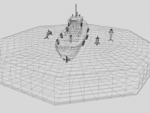 low poly cartoon fishing boat and dolphins Modelo 3D