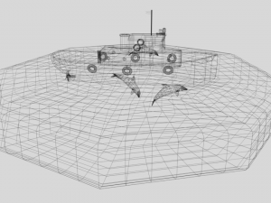 low poly cartoon fishing boat and dolphins Modelo 3D
