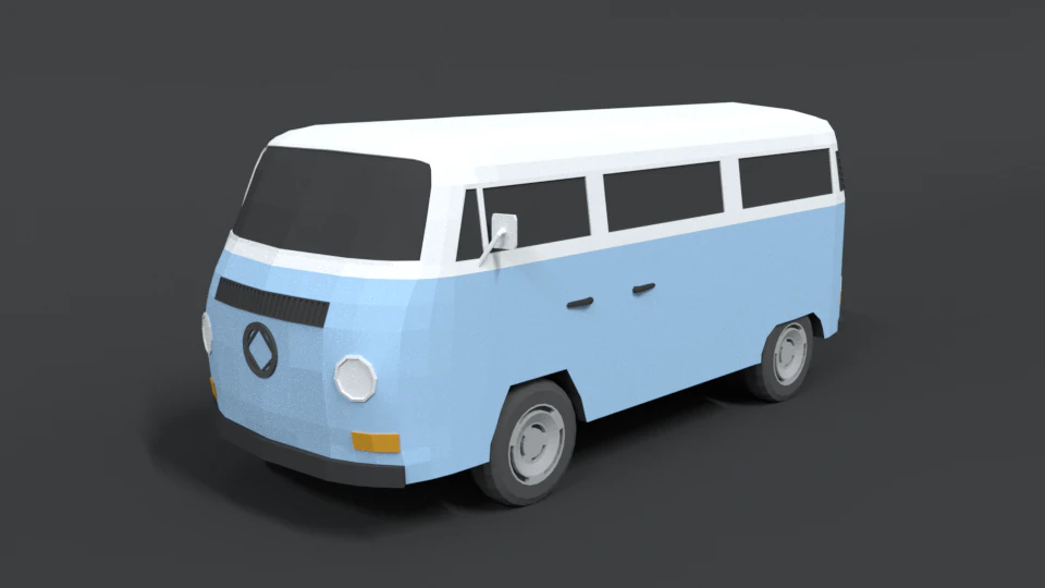 low poly cartoon retro van 3D Model .c4d .max .obj .3ds .fbx .stl .blend 