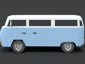 low poly cartoon retro van Modello 3D
