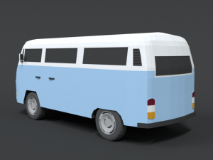 low poly cartoon retro van Modello 3D