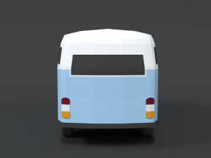 low poly cartoon retro van Modello 3D