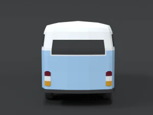 low poly cartoon retro van 3D Model