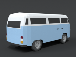 low poly cartoon retro van Modello 3D