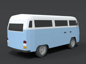 low poly cartoon retro van 3D Model