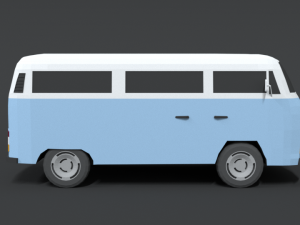 low poly cartoon retro van Modello 3D