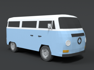 low poly cartoon retro van Modello 3D