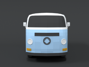low poly cartoon retro van Modello 3D