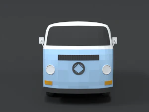 low poly cartoon retro van 3D Model
