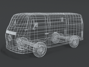 low poly cartoon retro van Modello 3D
