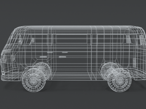 low poly cartoon retro van Modello 3D