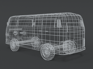 low poly cartoon retro van Modello 3D